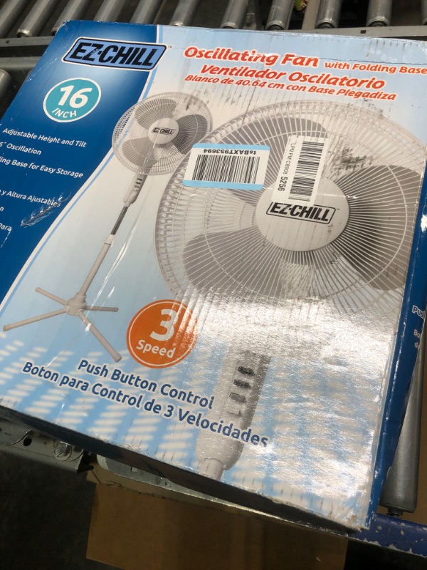 Photo 2 of 16” Oscillating Pedestal Fan, 3-speed Options, 90-Degree Oscillating Head, Adjustable Height and Tilt, Powerful Air Flow, White, MTSP15-16AZ