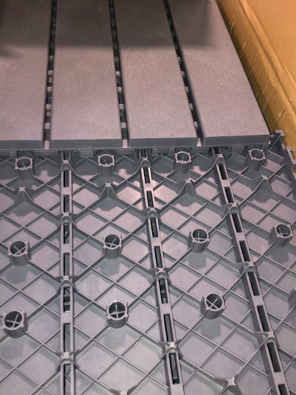 Photo 4 of  GRAY 30 sq.ft Plastic Interlocking Deck Tiles,12"x12" Waterproof Anti-Fading High Load Bearing,Maintenance Free,Cost Saving,for Balcony Garden Patio Bathroom Indoor Outdoor (30 Pc)