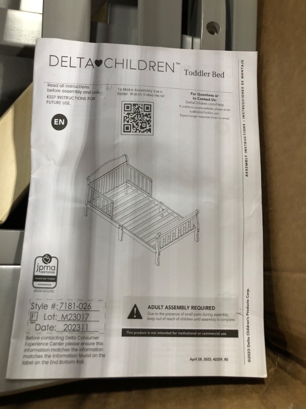 Photo 3 of Delta Children Canton Toddler Bed, Greenguard Gold Certified, Grey Grey Canton