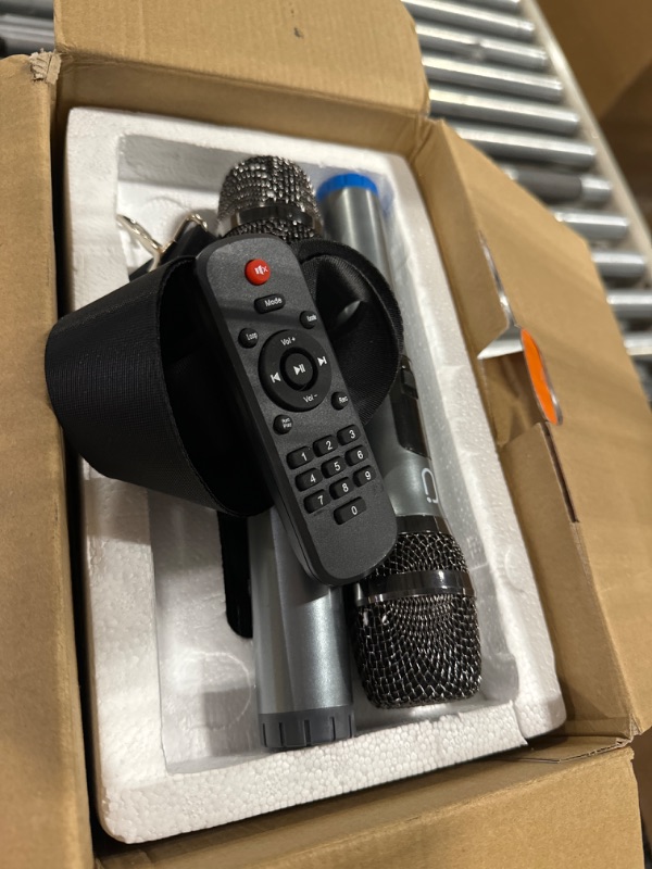 Photo 1 of JYX Karaoke Machine with Two Wireless Microphones, Portable Bluetooth Speaker with Bass/Treble Adjustment, PA System with Remote Control, LED Lights,Supports TF Card/USB, AUX IN, FM, REC,TWS for Party
