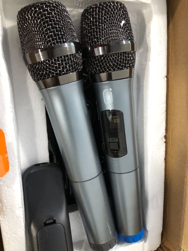 Photo 5 of JYX Karaoke Machine with Two Wireless Microphones, Portable Bluetooth Speaker with Bass/Treble Adjustment, PA System with Remote Control, LED Lights,Supports TF Card/USB, AUX IN, FM, REC,TWS for Party
