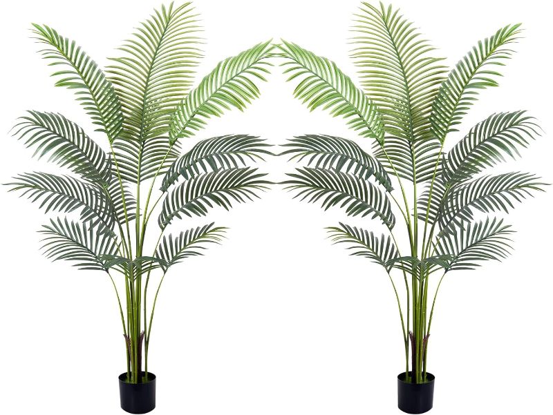 Photo 1 of 2Packs 5FT Artificial Areca Palm - Fake Plants Palm Tree Faux Tropical Palm Potted Dypsis Lutescens for Home Decor Office Housewarming Gift (5Ft -2Packs)