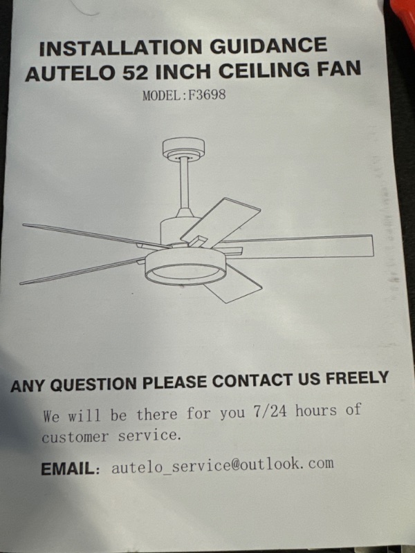 Photo 3 of AUTELO Ceiling Fans with Lights, 52 Inch Ceiling Fans with Lights and Remote Control, Farmhouse Ceiling Fan 5 Reversible Blades and seeded Glass, Black and Wooden Finish for Living Room, F9356 SDNR
