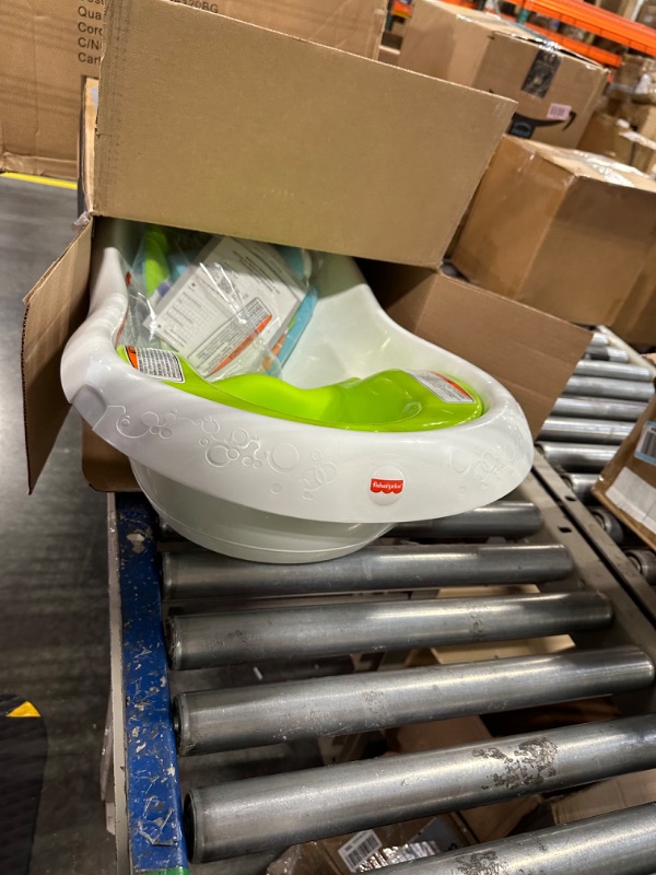 Photo 1 of Fisher-Price Baby Bath Tub, 4-in-1 Newborn to Toddler Tub with Infant Seat Bath Toys and Sling ‘n Seat Tub, Green Green - Frustration Free Package