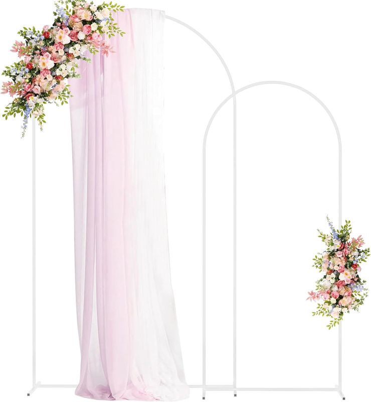 Photo 1 of Fomcet Metal Arch Backdrop Stand Set of 2 Wedding Arch Stand White 7.2FT & 6FT Arched Frame for Birthday Party Baby Shower Graduation Ceremony Decorations 7.2FT, 6FT White****USED***** 