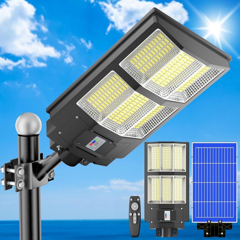 Photo 1 of 3000LM 6500K Solar Street Light 300W Outdoor Waterproof Outdoor LED Street Light Dusk to Dawn, LED Wide Angle Lamp with Motion Seneor and Remote Control, for Parking Lot, Yard