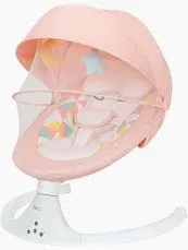 Photo 1 of Baby Swing for Infants to Toddler Portable Babies Swing Timing Function 5 Swing Speeds Bluetooth Touch Screen Music Speaker with 10 Preset Lullabies 5-Point Carabiner (Pink)