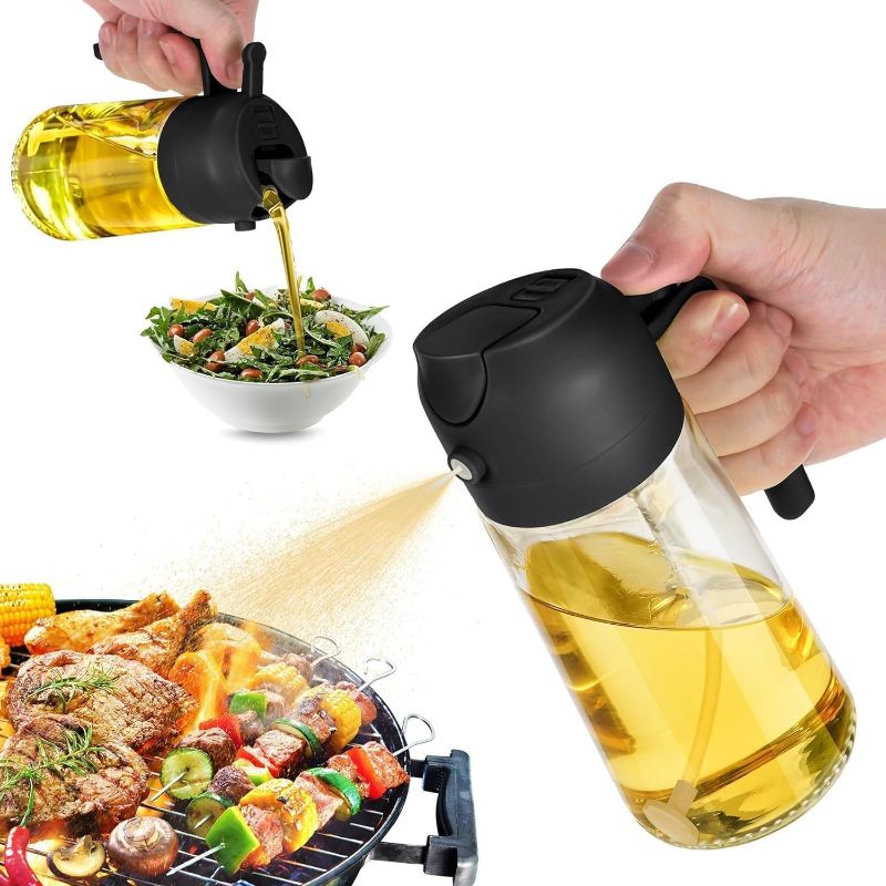 Photo 1 of  1 Oil Dispenser And Oil Sprayer, Oil Sprayer for Cooking, Cooking Oil Dispenser Sprayer, Oil Dispenser for Kitchen Spray, 2in1 Glass Olive Oil Dispenser Bottle (B