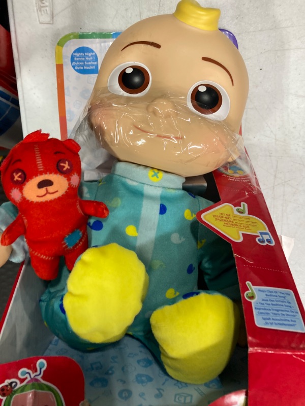 Photo 1 of CoComelon Official Musical Bedtime JJ Doll, Soft Plush Body – Press Tummy and JJ sings clips from ‘Yes, Yes, Bedtime Song,’ – Includes Feature Plush and Small Pillow Plush Teddy Bear – Toys for Babies