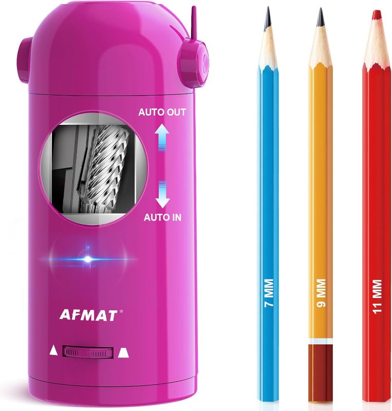 Photo 1 of AFMAT Electric Pencil Sharpener for Colored Pencils, Fully Automatic Pencil Sharpener, Auto in & Out, Rechargeable Hands-Free Pencil Sharpener for 7-11.5mm Jumbo Pencils, Graphite/Skectch Pencils