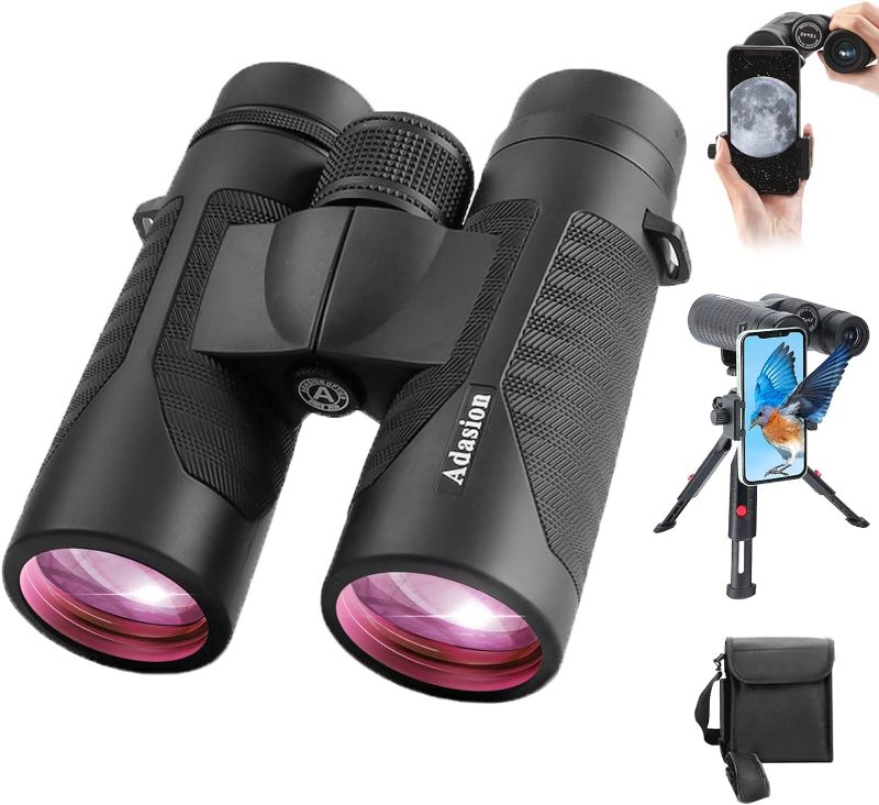 Photo 1 of 12x42 HD Binoculars for Adults High Powered with Phone Adapter and Tripod, Super Bright Waterproof Binoculars for Bird Watching Cruise Ship Hiking Travel Sports