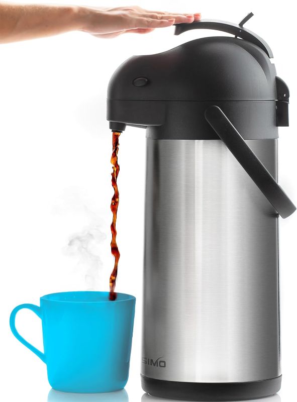 Photo 1 of ***USED****
Coffee Carafe with Pump - 102oz / 3L Airpot 12 Hours Large Carafe Hot Cocoa Dispenser for Parties-Hot Water Dispenser, Tea Flask-Insulated Stainless Steel Hot Beverage Dispenser-Thermal Carafe Air Pot