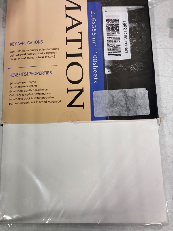 Photo 1 of A-SUB Sublimation Paper 8.5x14 Inch for DIY Unique Christmas Gifts Compatible with Inkjet Printer which Match Sublimation Ink 100 Sheets 8.5x14inch