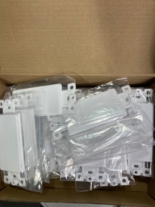 Photo 1 of 20 Pieces Blank Wall Switch Insert White Plastic Wall Plate Switch Adapter Cover Thermoplastic Wall Plate Insert with Mounting Screws, 1.43 x 4.08 Inches