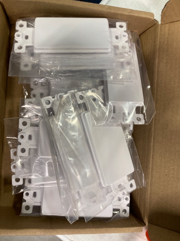 Photo 1 of 20 Pieces Blank Wall Switch Insert White Plastic Wall Plate Switch Adapter Cover Thermoplastic Wall Plate Insert with Mounting Screws, 1.43 x 4.08 Inches