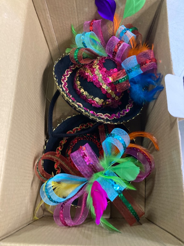 Photo 3 of 2 PCs Cinco De Mayo Fiesta Sequined Sombrero Headbands for Fiesta Taco Party Supplies
