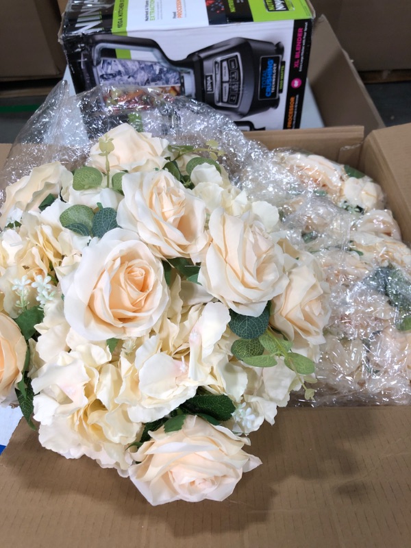 Photo 1 of 50 Pcs Artificial Rose Flower Realistic Silk Roses with Stem Bouquet of Flowers Plastic Flowers Real Looking Fake Roses for Home Wedding Centerpieces Party Decorations (Beige Champagne)

