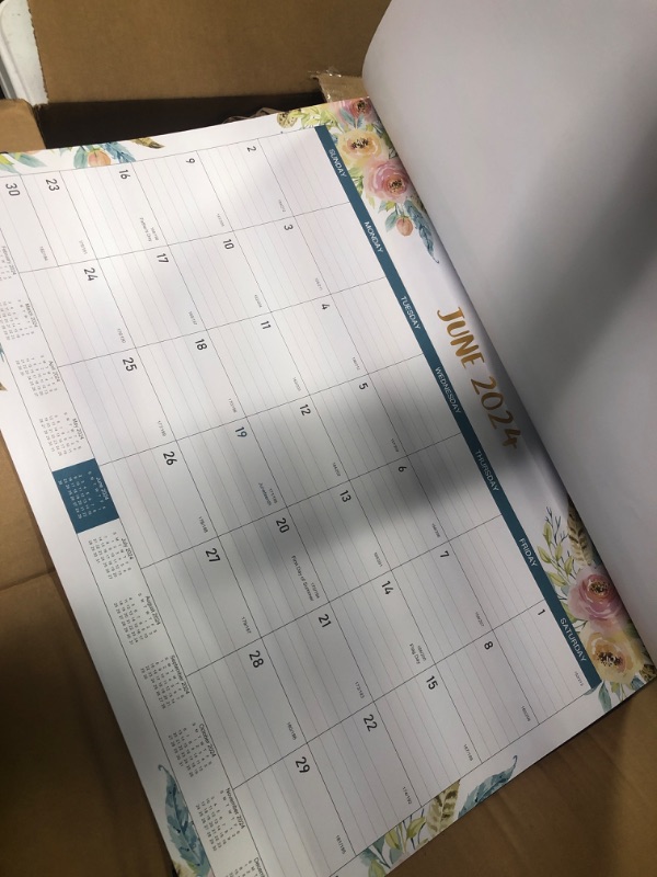 Photo 3 of Ospelelf Desk Calendar 2024-2025, Magnetic Fridge Wall Calendar, 18 Month Monthly Large Calendar Planner with Plastic Cover Floral 17" X 12" Floral 17" X 12" (July.2024 - Dec.2025)