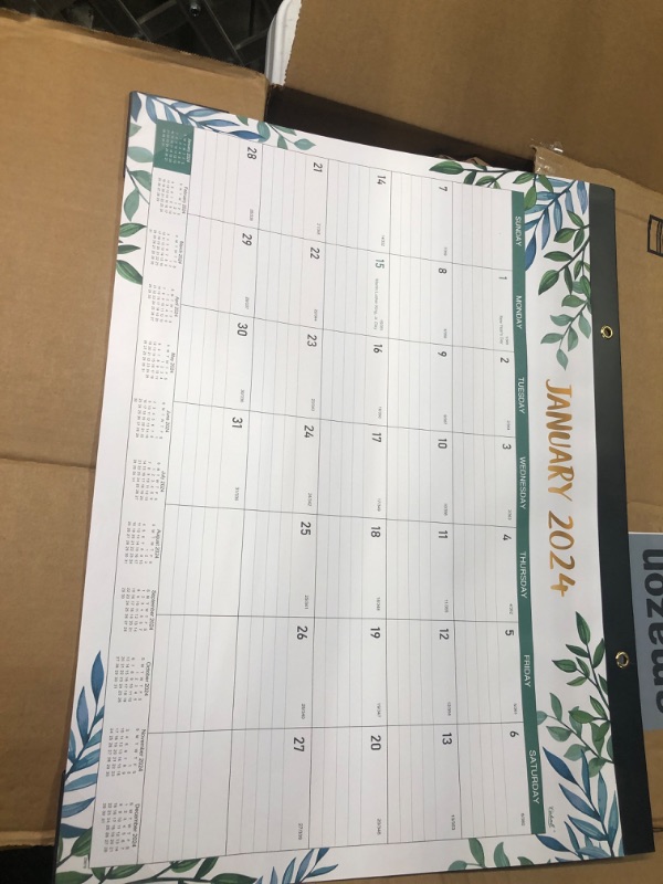 Photo 2 of Ospelelf Desk Calendar 2024-2025, Magnetic Fridge Wall Calendar, 18 Month Monthly Large Calendar Planner with Plastic Cover Floral 17" X 12" Floral 17" X 12" (July.2024 - Dec.2025)