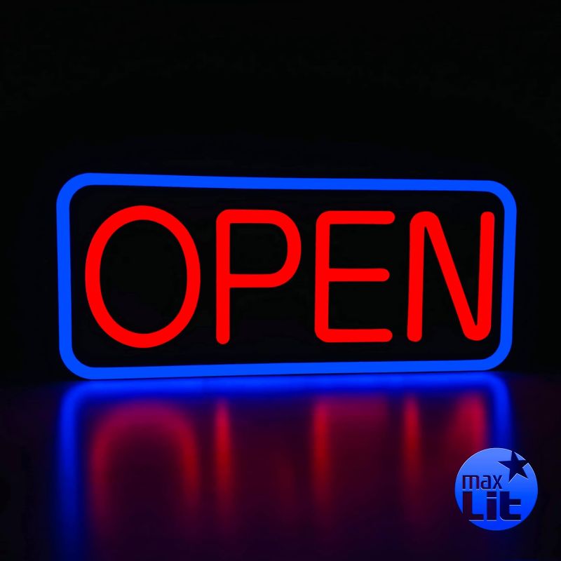 Photo 1 of 21'' X 10'' New Ultra Bright LED Neon Sign - OPEN - Remote Controlled - Energy Efficient & Durable (Blue/Red)