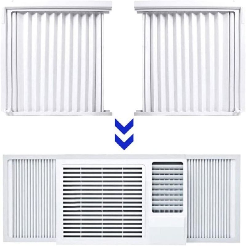 Photo 1 of Window Air Conditioner Side Panels with Frame, Room AC Accordion Filler Curtain Kit Replacement, Adjustable Insulation AC Side Panel Include Frames