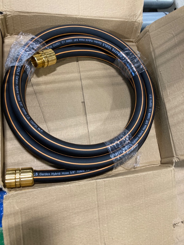 Photo 1 of Giraffe Tools Leader Hose 2ft x 5/8", Short Water Hose Heavy Duty for Hose Reel, Lightweight, Flexible with Double Female Fittings 2FT Double Females Black