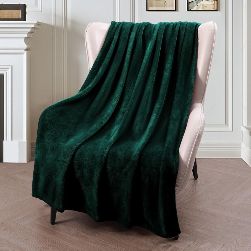 Photo 1 of Exclusivo Mezcla Extra Large Fleece Throw Blanket for Couch, Sofa, 300GSM Super Soft and Warm Blankets, Forest Green Throw All Season Use, Cozy, Plush, Lightweight, 50x70 inches