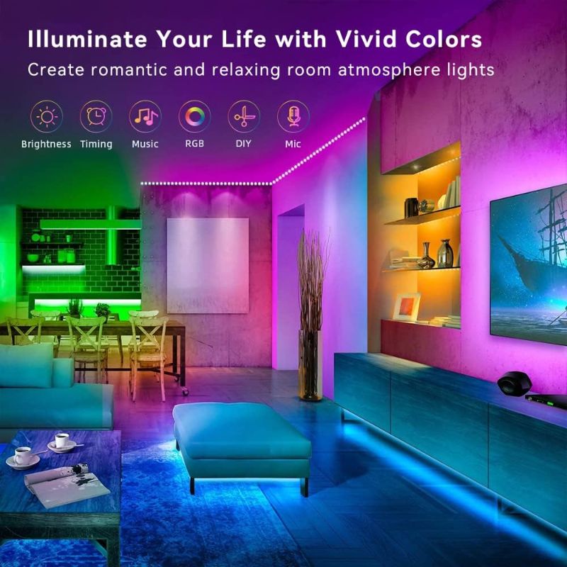 Photo 1 of 100FT Smart LED Strip Lights (2 Rolls of 50ft), RGB Strip Lights Sync to Music with 40 Key Remote Controller LED Lights for Bedroom,Christmas Lights decration (Multi-Colored, 100FT