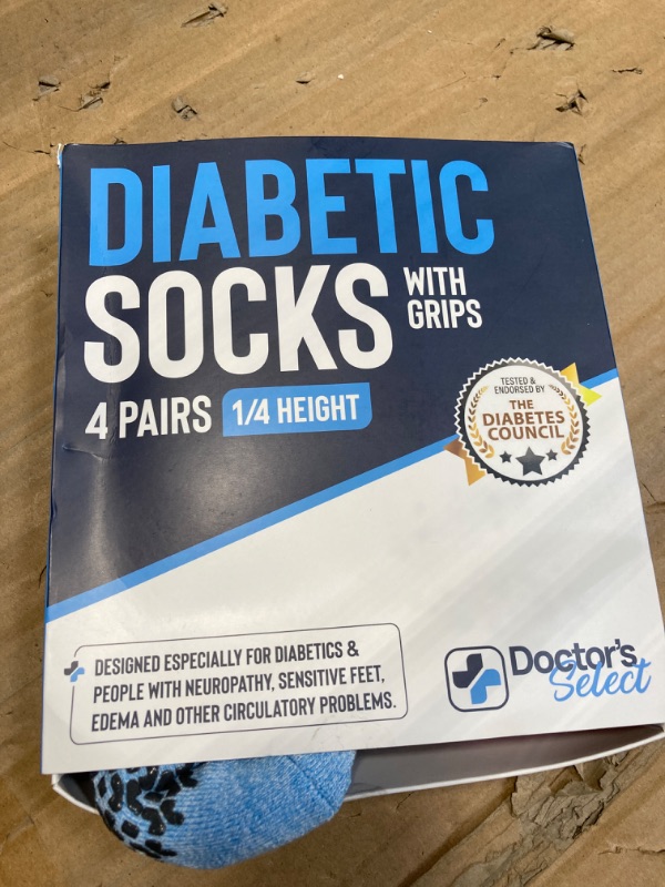Photo 1 of Diabetic Socks with Grips for Women and Men - 4 Pair | Light Blue , Blue, Purple , Pink | Neuropathy Socks for Women | Hospital Socks with Grips for Women | Ankle Diabetic Non Slip Socks for Elderly Large Light Blue, Blue, Purple, Pink
