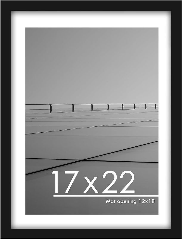 Photo 1 of 17x22 Frame Black, Perfect for 17x22 Inch Picture without Mat or 12x18 Inch Picture with Mat, Home Wall Decor Picture Frame-1 PCS