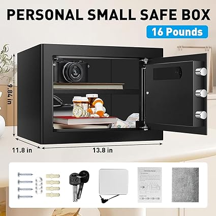 Photo 1 of 1.0 Cuft Small Fire Proof Home Safe Box, Electronic Security Digital Safe Box With Programmable Keypad, Removable Shelf, Combination Lock Fireproof Safe For Cash Jewelry Document Firearm Medicines 1.0 Cu ft