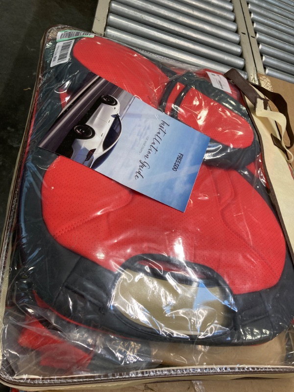 Photo 1 of FREESOO Car Seat Covers for Tesla Model Y Waterproof Nappa Leather Full Set Seat Protector Custom Fit 2020 2021 2022 2023 Black - Red full set Black-Red