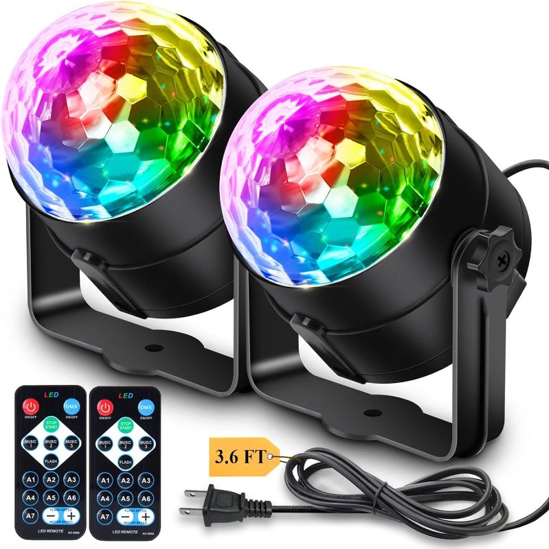 Photo 1 of [2-Pack] Party Lights Disco Balls Decor with Remote Control, Sound Activated Music Sync Stage Strobe DJ Lights for 2024 Graduation Party Decorations Supplies Bachelorette Dance Happy Birthday