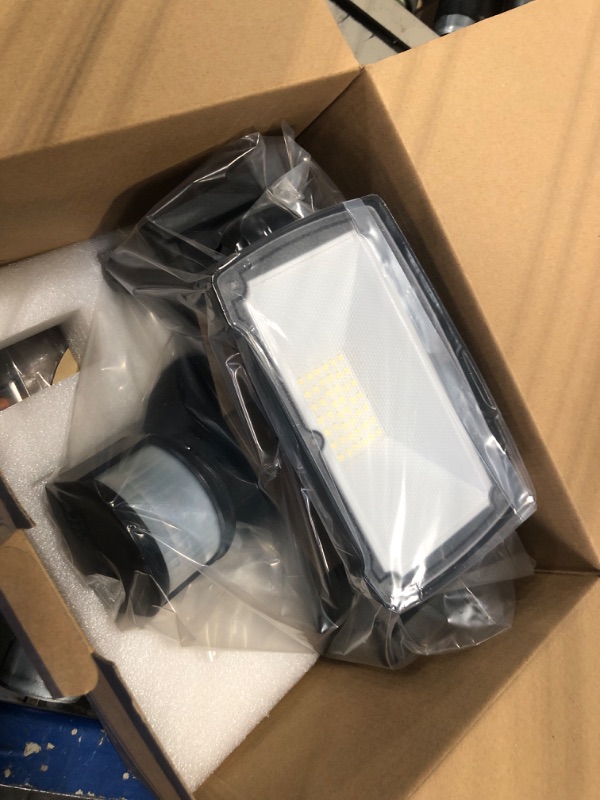 Photo 3 of 38W 4200LM LED Flood Lights With Motion Sensor - 6000K, IP65 Waterproof, 3 Heads for Yard, Garage, Porch - Black 38W Black