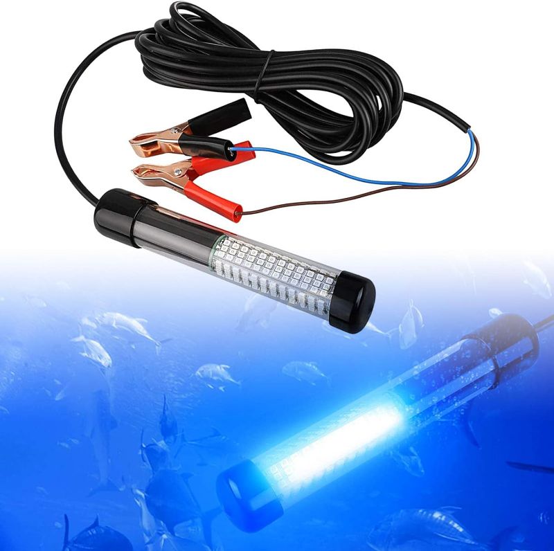 Photo 1 of 12V 14W 30W 180 LED Submersible Fishing Light Underwater Night Fishing Finder Crappie Squid Light Lure Bait Boat Shad Shrimp Fish Finder Lamp, Deep Drop Water Ice Fishing Attracting Light with 5M Cord