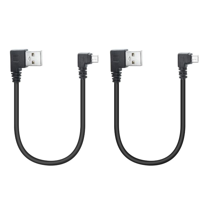 Photo 1 of 90 Degree Micro USB Cable,25cm/9in USB A Left Angle to Micro USB Right Angle Charging and Data Transfer,for Phone and Dash Cam,Camera,etc,Micro USB Port Use(2Pcs)