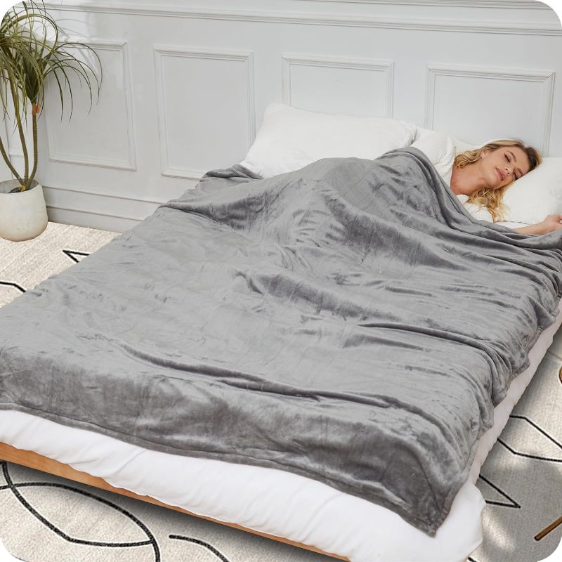 Photo 1 of Electric Blanket Heated 72"x84" Full Size Oversized Flannel Heated Blanket, Fast Heating with 4 Heating Levels &10 Hours Auto Off, Machine Washable-Grey