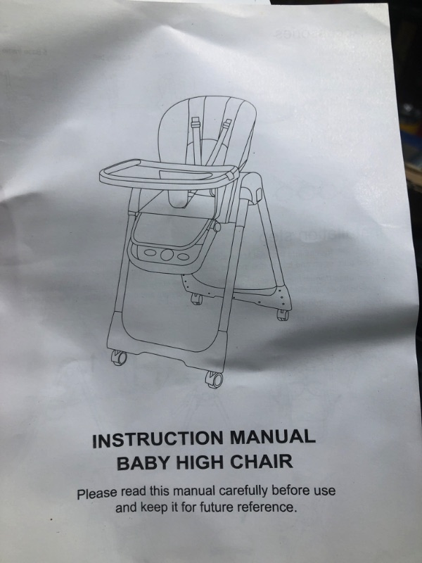 Photo 2 of Baby High Chair, 3-in-1 Portable High Chair with Wheels, 8-Height Travel Folding High Chair with Tray, Storage Pocket, 4 Recline Adjustable Toddler High Chairs for Babies and Toddlers