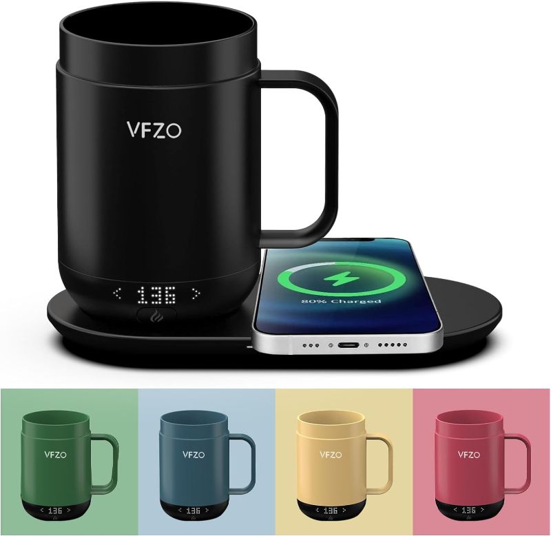 Photo 1 of 16Oz Temperature Control Smart Mug, Self Heating Coffee Mug LED Display, 180 Min Battery Life - Hot up to 149? Fast Wireless Charger Base Improved Design (16oz, Black)