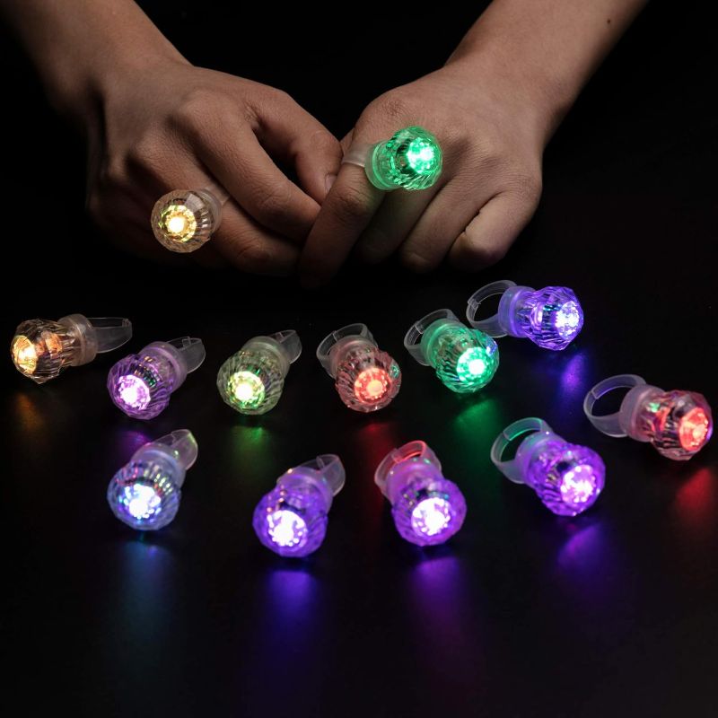 Photo 1 of 60 Pack led Glow Rings Light up led Rings Glow Flashing led Rings Diamond Light up Rings Glow in The Dark Rings Glow Rings Party Pack Birthday Party Favors Glow