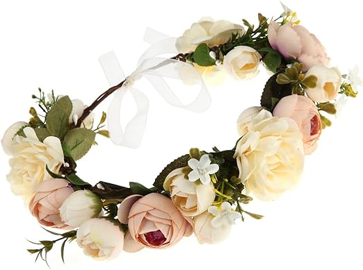 Photo 1 of DDazzling Women Flower Headband Wreath Crown Floral Wedding Garland Wedding Festivals Photo Props