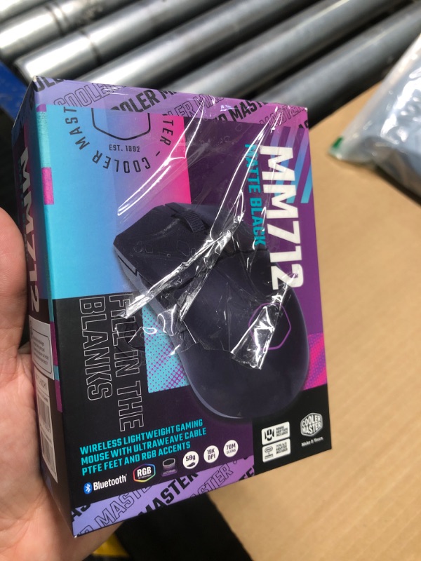 Photo 3 of Cooler Master MM712 Wireless Gaming Mouse Black with Adjustable 19,000 DPI, 2.4GHz and Bluetooth , Ultraweave Cable, PTFE Feet, RGB Lighting and MasterPlus+ Software MM712 Wireless Black 1.0