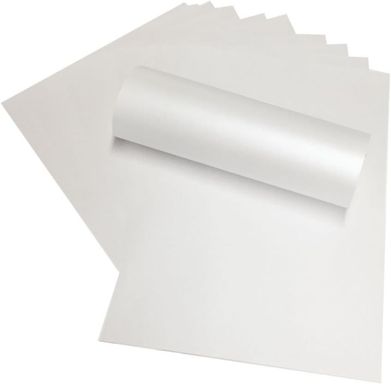 Photo 1 of 10 x A4 Frost White Pearlescent Shimmer Paper 120gsm / 32lb Bond Double Sided Suitable for Inkjet and Laser Printers