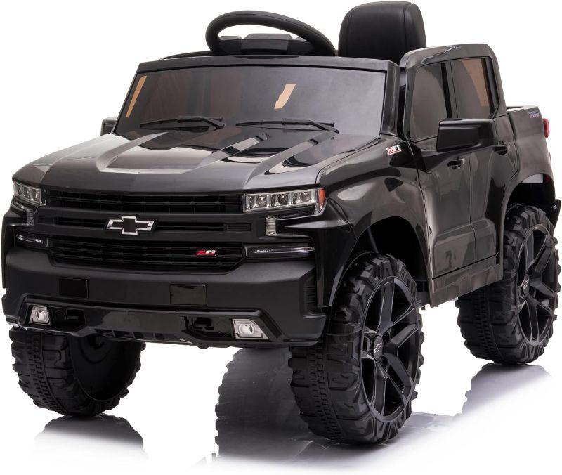 Photo 1 of *** NOT FUNCTIONAL**** SELLING AS PARTS***
 12V Battery Powered Licensed Chevrolet Silverado Trail Boss LT Kids Ride On Truck Car Electric Vehicle Jeep with Remote Control, MP3, LED Lights - Black