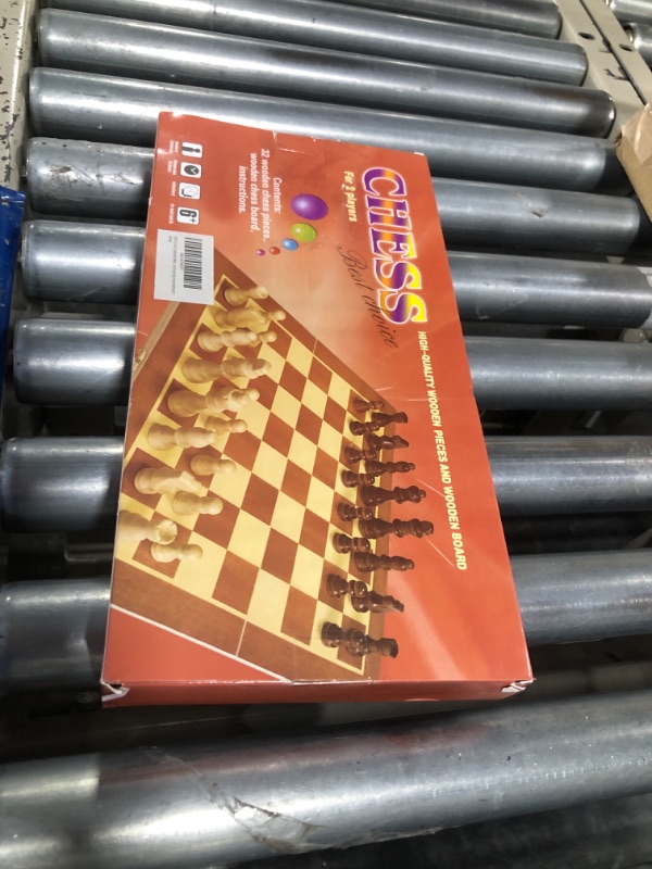 Photo 3 of BlueSnail 15" Classic Vintage Standard Folding Wooden Chess Set, Foldable Games Board Crafted Carved