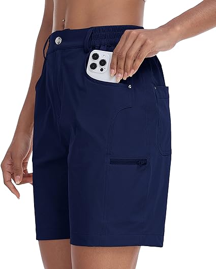 Photo 1 of MoFiz Womens Golf Shorts 7" Quick Dry Hiking Shorts Lightweight Bermuda Shorts for Women with Pockets