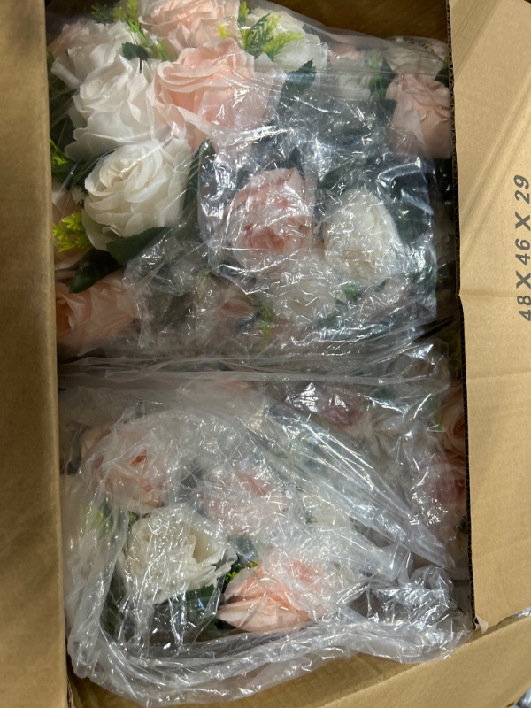 Photo 1 of BLOSMON Artificial Flowers Wedding Centerpieces Decorations Fake Flowers 10 Pcs Dusty Pink Silk Floral Arrangement Dinning Table Runner Centerpiece, Rose Flower for Room Reception Table Decor
