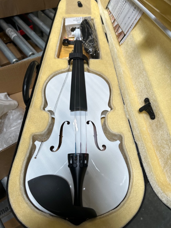 Photo 1 of 1/2 Fiddle White Colored Premium Violin Outfit for Beginners Adults Kids With 5 Color Fingering Tape- Handcrafted Student Beginner Violin. 1/2 White