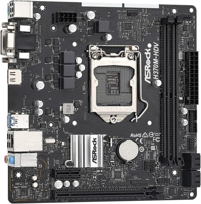 Photo 1 of ASRock H370M-HDV LGA1151/ Intel H370/ DDR4/ SATA3&USB3.2/ Micro ATX Motherboard
