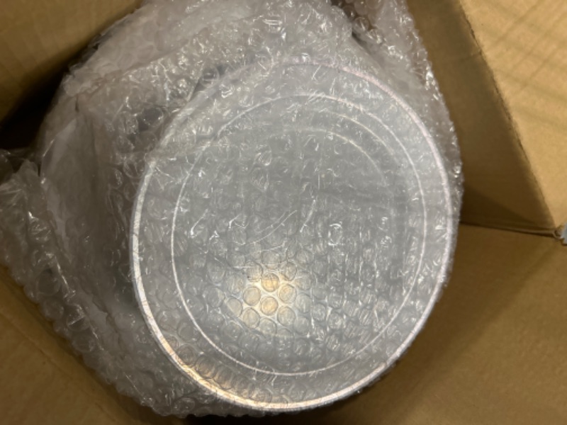 Photo 1 of 100 Silver Plastic Plates Set, 50 Pcs 10.25 Inch Plastic Dinner Plates and 50 Pcs 7.5 Inch Plastic Dessert Plates, Elegant Fancy Heavy Duty Disposable Plates for Party, Wedding, White with Silver Rim
